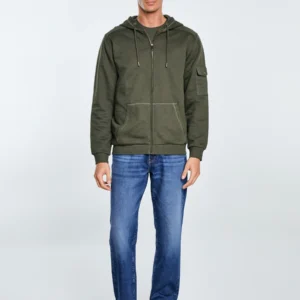 Bluza męska rozpinana z kapturem khaki Jagmur 303