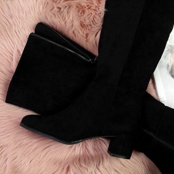 Kozaki zamszowe damskie na słupku ocieplane czarne Sergio Leone KZ273