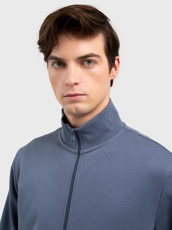 Bluza męska rozpinana ze stójką niebieska Dunnoser 406