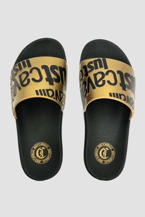 JUST CAVALLI Сzarne klapki Fondo Pool DIS. 1