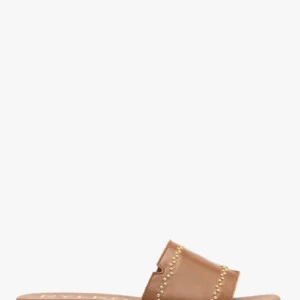 Jasnobrązowe skórzane klapki damskie