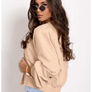 Krótka kurtka bomberka z poduszkami CHITTA - beżowa