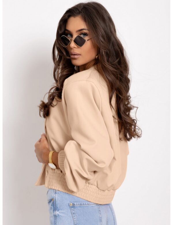 Krótka kurtka bomberka z poduszkami CHITTA - beżowa