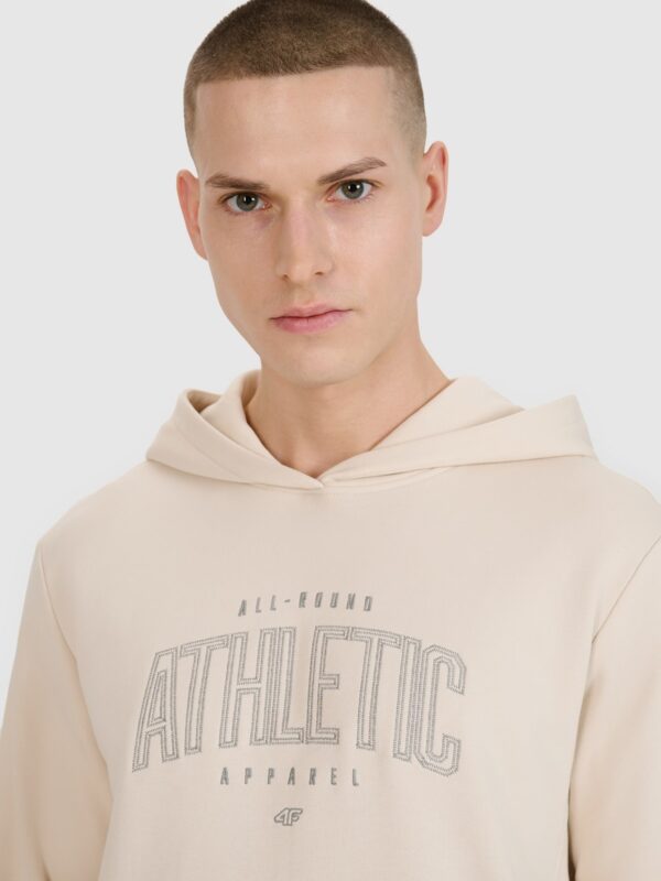 4F Bluza dresowa nierozpinana z kapturem męska - beżowa