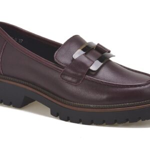 Bordowe skórzane mokasyny damskie Sergio Leone MK25166