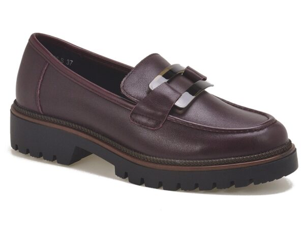 Bordowe skórzane mokasyny damskie Sergio Leone MK25166