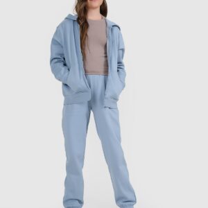 4F Bluza dresowa rozpinana z kapturem dziewczęca - niebieska 122 (6-7 lat)