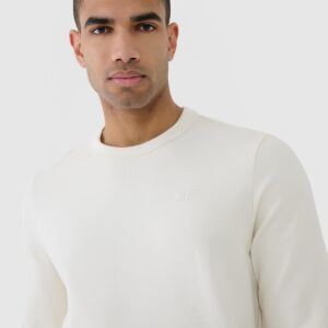 4F Bluza dresowa nierozpinana bez kaptura męska - beżowa