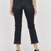 7 FOR ALL MANKIND Czarne jeansy damskie z lekko poszarpanymi nogawkami THE STRAIGHT CROP SLIM ILLUSION SAVAGE