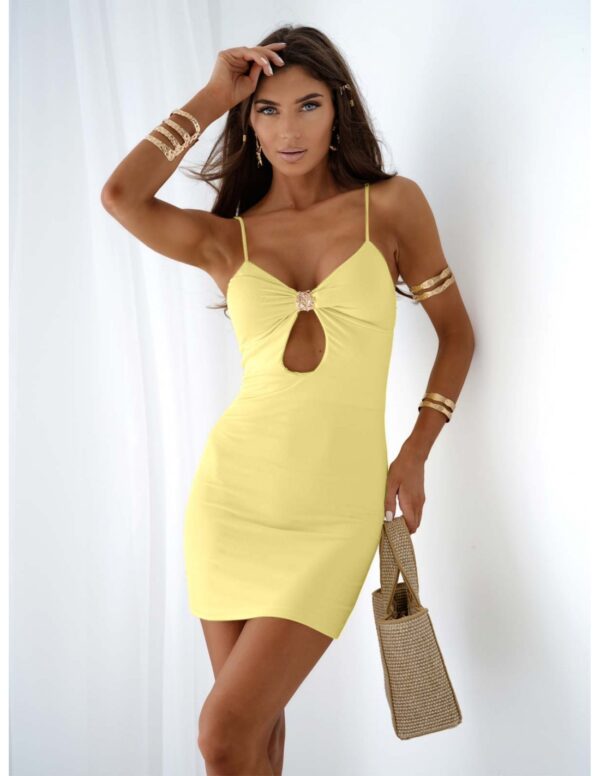 b0005d6389422b47ea003327e489c6701867c3ec Sukienka mini na ramiączkach LIVIANA - cytrynowa