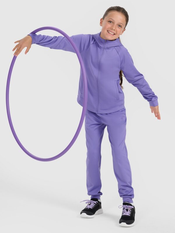 4F Bluza sportowa rozpinana z kapturem dziewczęca - fioletowa 134/140 (8-10 lat)