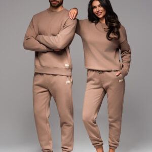 Komplet dresowy UNISEX w stylu athleisure ze spodniami i bluzą - brązowy V16