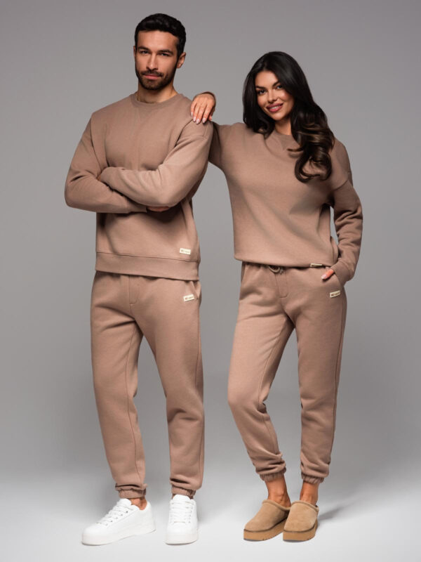 b0dd286b53f121592f3035d78232c6f59aba9f3c Komplet dresowy UNISEX w stylu athleisure ze spodniami i bluzą - brązowy V16