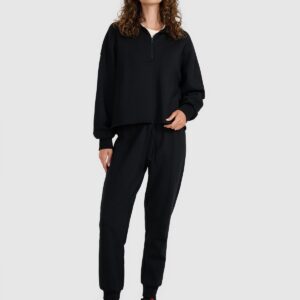 4F Bluza dresowa nierozpinana bez kaptura damska - czarna