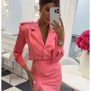 Dopasowana spódnica mini z marszczeniem EVERLY - koralowa