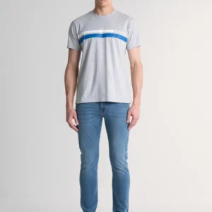 b102a30e2987e8d9b0663a100b9db0b1a5be3a37 Jeansy męskie dopasowane z przetarciami niebieskie Tobias 367