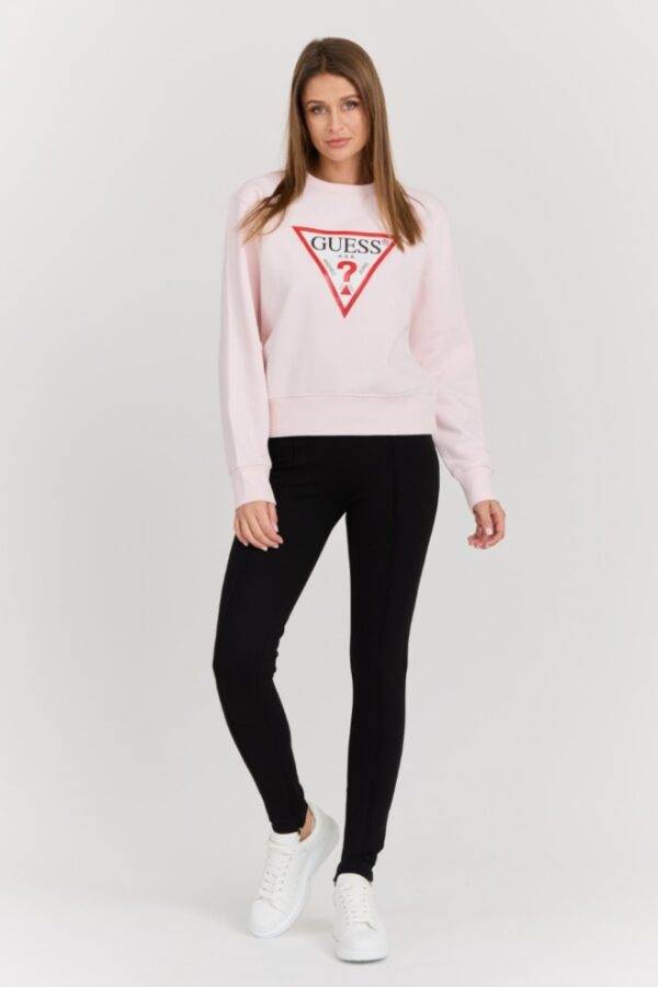 GUESS Różowa damska bluza z dużym logo Original Fleece