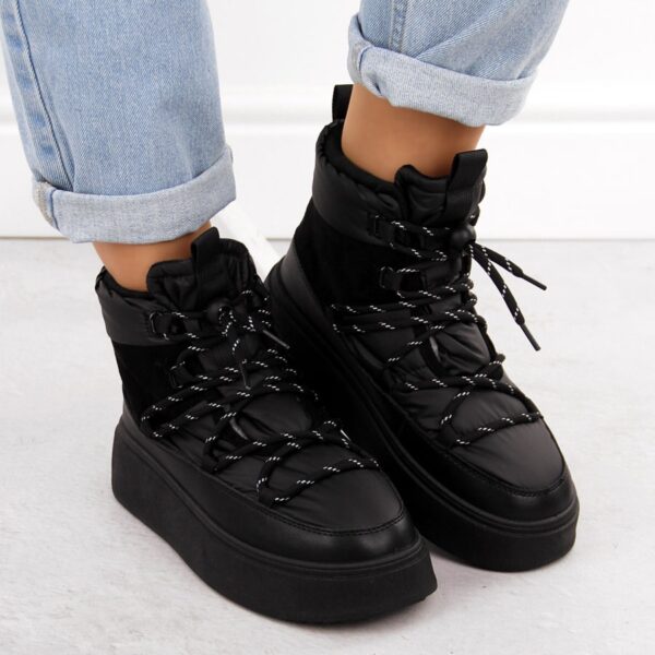 Śniegowce damskie botki na platformie czarne Potocki 72302