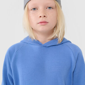 4F Bluza dresowa nierozpinana z kapturem chłopięca - niebieska 122 (6-7 lat)