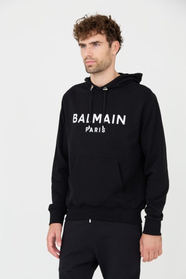 BALMAIN Czarna męska bluza Printed Hoodie