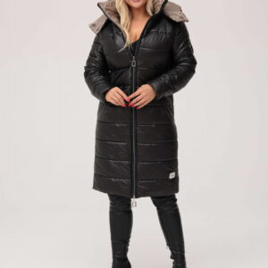 Pikowany ocieplony czarny płaszcz / kurtka Vanessa XXL OVERSIZE JESIEŃ ZIMA