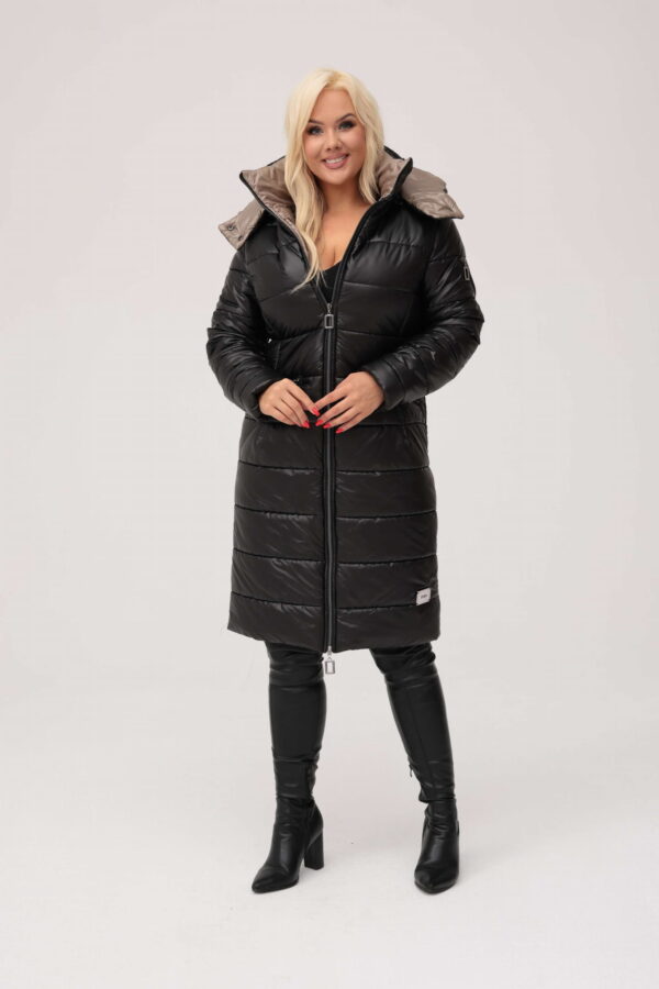 b555a7dc15dc9d4dc5e830eededf19dd5d527fb4 Pikowany ocieplony czarny płaszcz / kurtka Vanessa XXL OVERSIZE JESIEŃ ZIMA