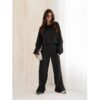 Komplet dzianinowy z szerokimi spodniami MILENA - czarny