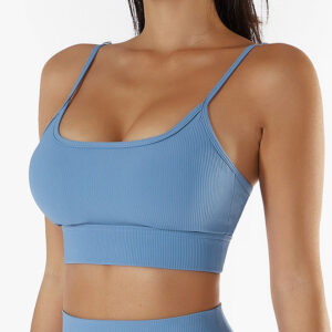Biustonosz sportowy prążkowany elastyczny do treningu Ehte