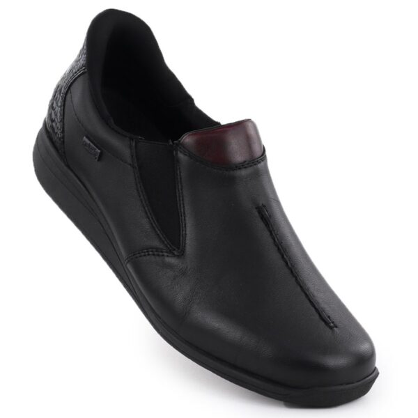 Skórzane półbuty damskie na koturnie czarne Rieker 47253-00