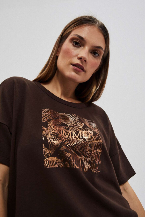 b62ab424ebc00a3a65d314b5687b8a5ec5af9a25 Bluza z nadrukiem ciemnbrązowa