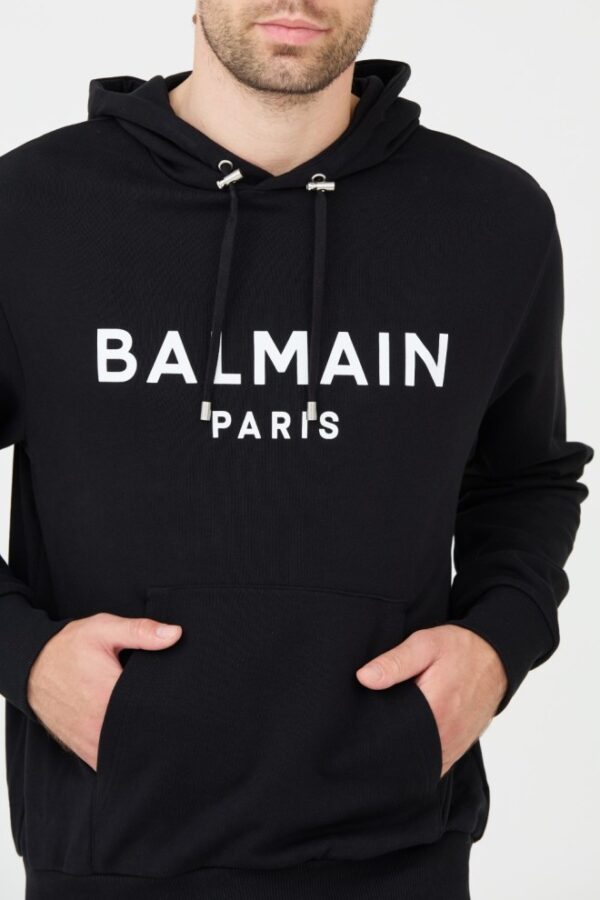 BALMAIN Czarna męska bluza Printed Hoodie