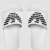 EMPORIO ARMANI Białe klapki Mules PVC logo