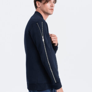 Bluza męska bomberka z ozdobnymi zamkami na rękawach AMSTERDAM - granatowa