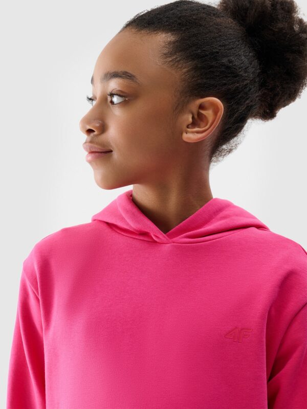 4F Bluza dresowa nierozpinana z kapturem dziewczęca - różowa 146 (10-11 lat)
