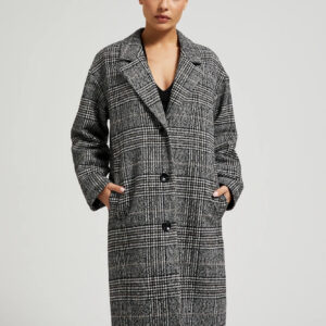 Płaszcz oversize w kratę czarny