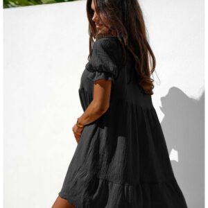 Trapezowa sukienka typu babydoll SINDI - czarna