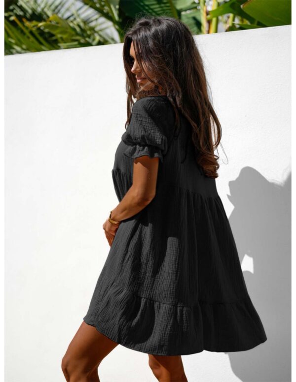 Trapezowa sukienka typu babydoll SINDI - czarna