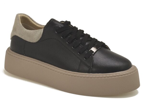 Czarne skórzane sneakersy na platformie Filippo DP6119