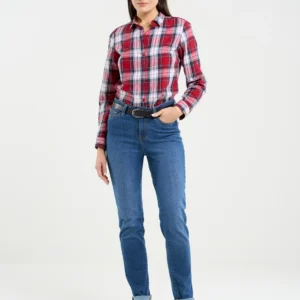 Jeansy damskie z wysokim stanem niebieskie Katrina High Waist 344