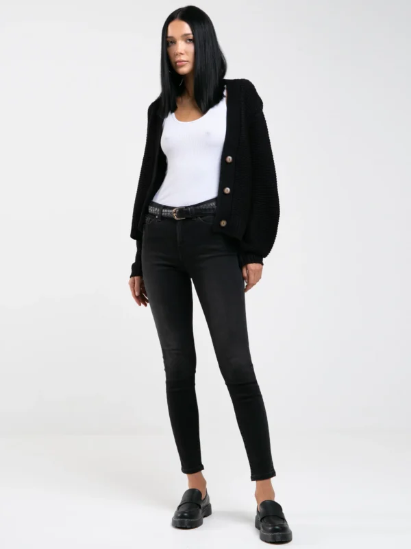 Jeansy damskie skinny z przetarciami czarne Adela 961