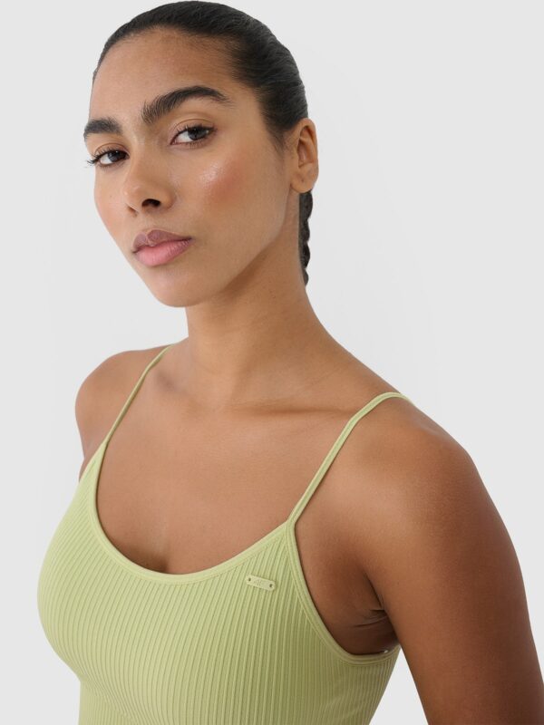 4F Biustonosz treningowy bezszwowy z niskim wsparciem damski - zielony