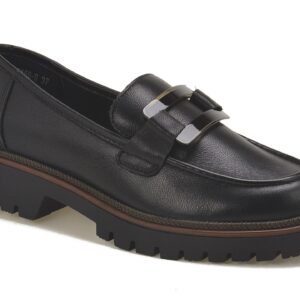 Czarne skórzane mokasyny damskie Sergio Leone MK25166