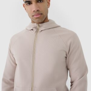 4F Bluza dresowa rozpinana z kapturem męska - beżowa
