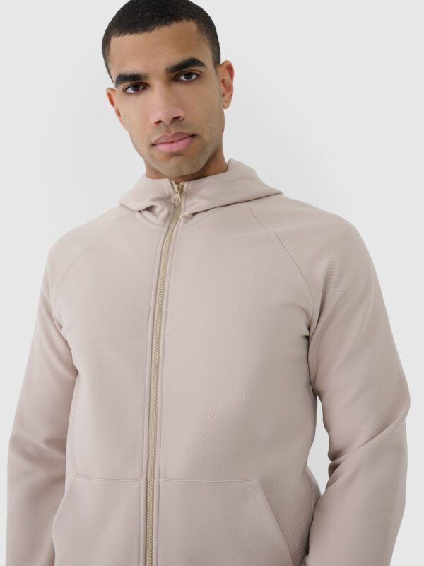 4F Bluza dresowa rozpinana z kapturem męska - beżowa