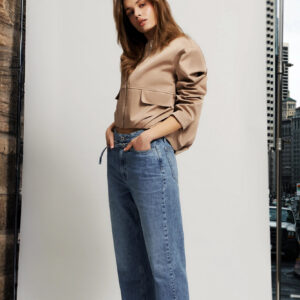 Szerokie jeansy z paskiem niebieskie