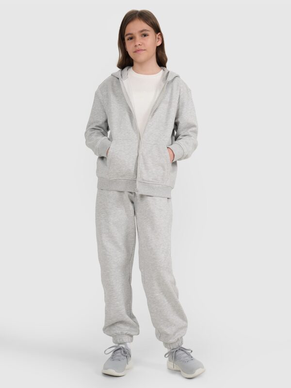 4F Bluza dresowa rozpinana z kapturem dziewczęca - szara 158 (12-13 lat)