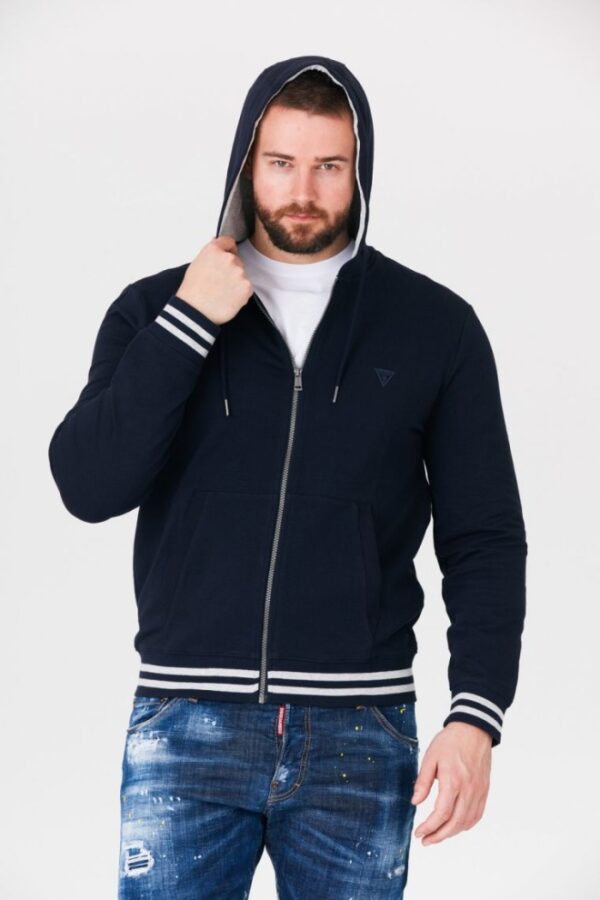 bfa83603a64815cf878bf13997f18679eee2265f GUESS Granatowa bluza męska z kapturem na zamek