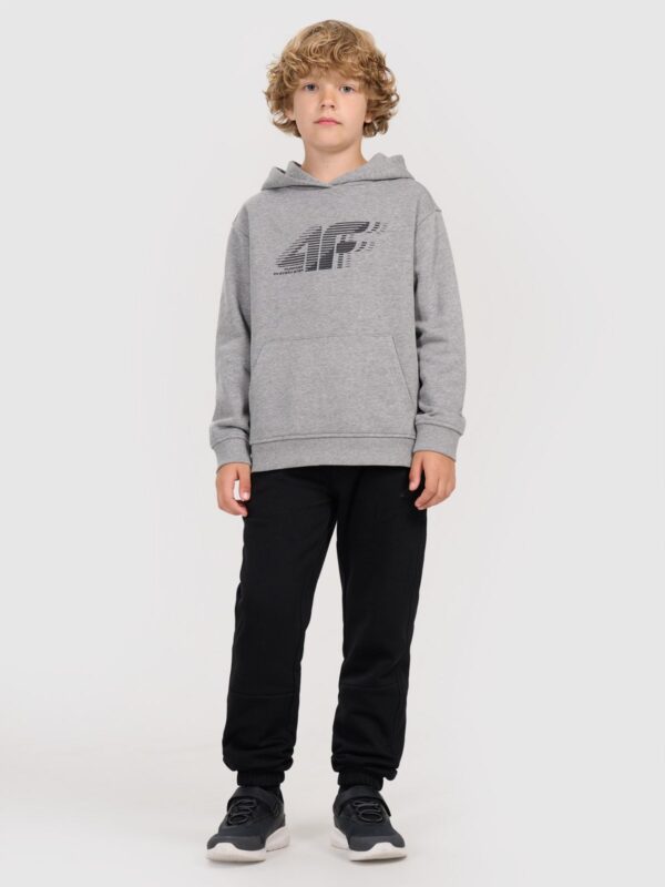 4F Bluza dresowa nierozpinana z kapturem chłopięca - szara 128 (7-8 lat)