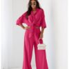 c0ea92a2c6d545b891f2c15bc8c21db25341b0ce Komplet wiązana koszula i szerokie spodnie SUZI - fuksjowy