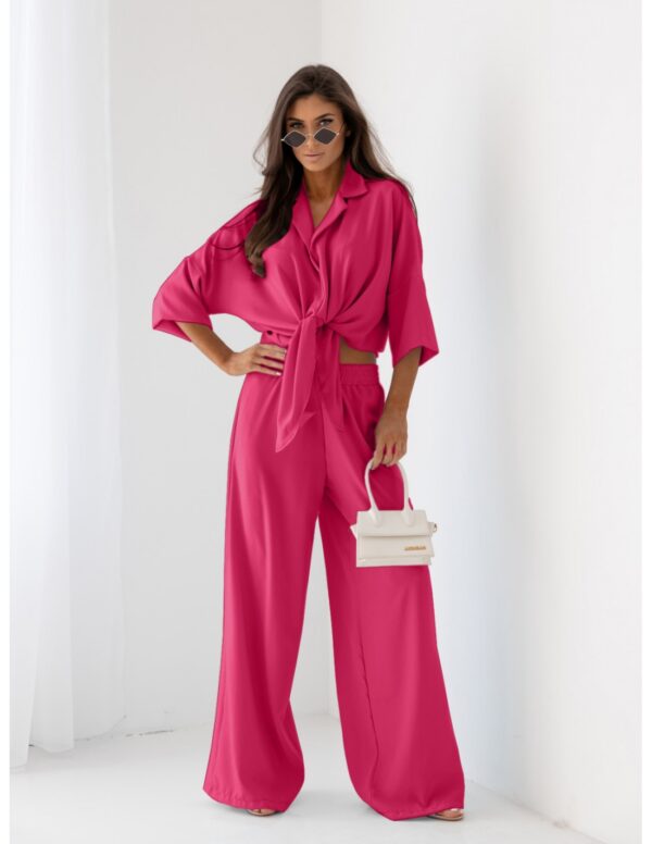 c0ea92a2c6d545b891f2c15bc8c21db25341b0ce Komplet wiązana koszula i szerokie spodnie SUZI - fuksjowy